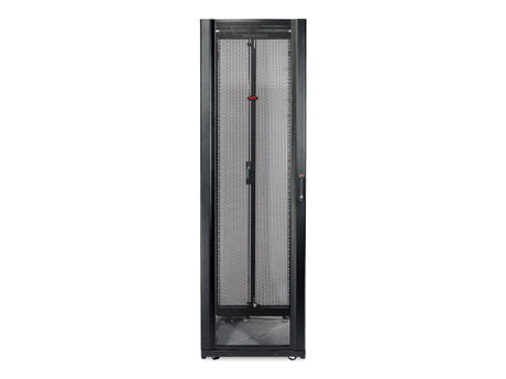 APC NetShelter SX Enclosure (48U x 750 mm, 1070 / 1200 mm deep) — black perforated-door server rack enclosure, front view