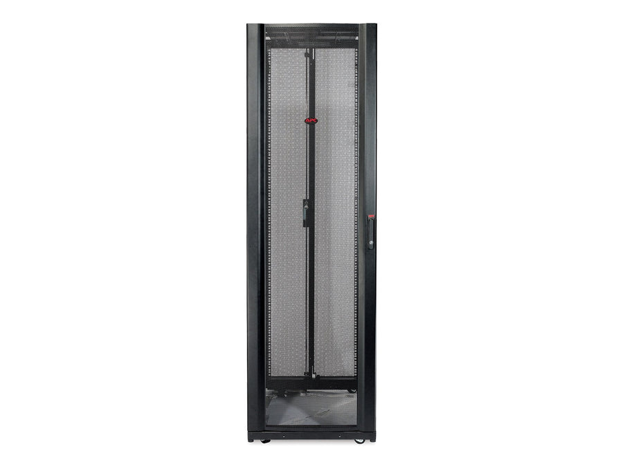 APC NetShelter SX Enclosure (48U x 750 mm, 1070 / 1200 mm deep) — black perforated-door server rack enclosure, front view