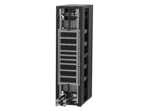 NVIDIA GB300 NVL72 Liquid-Cooled AI Rack — full-rack rendering with liquid-cooled compute trays, NVLink switch trays and rack manifolds